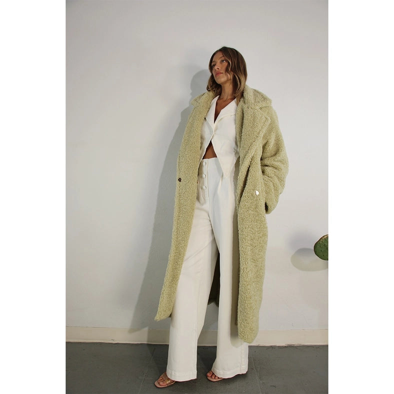 Long Teddy Bear Coat CREAMY SAGE-Coat-Mulla-S-Creamy Sage-Urbanheer