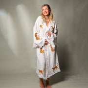 Long Tiger Kaftan Kimono Robe White Kimono Brown Tiger-Kimono-Moa-W: 33.5“inches (85cm) L: 47.2“inches (120cm)-Urbanheer