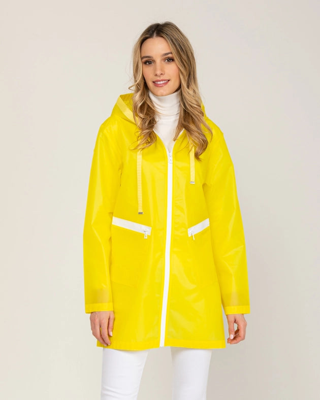 Long Waterproof Raincoat With Hood, Zip And Pockets Yellow-Raincoat-Tantra-S-Urbanheer