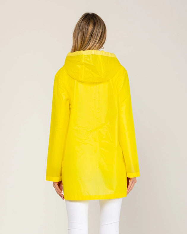 Long Waterproof Raincoat With Hood, Zip And Pockets Yellow-Raincoat-Tantra-S-Urbanheer