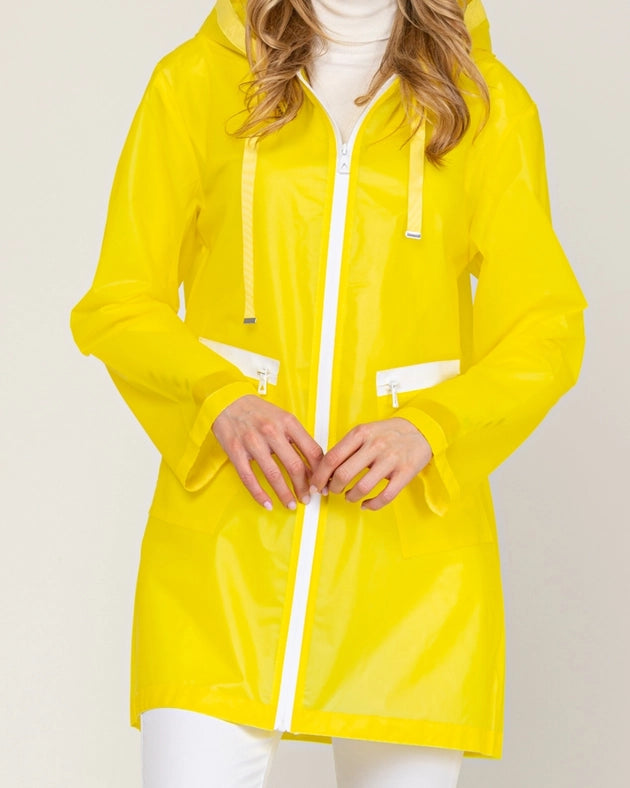 Long Waterproof Raincoat With Hood, Zip And Pockets Yellow-Raincoat-Tantra-S-Urbanheer