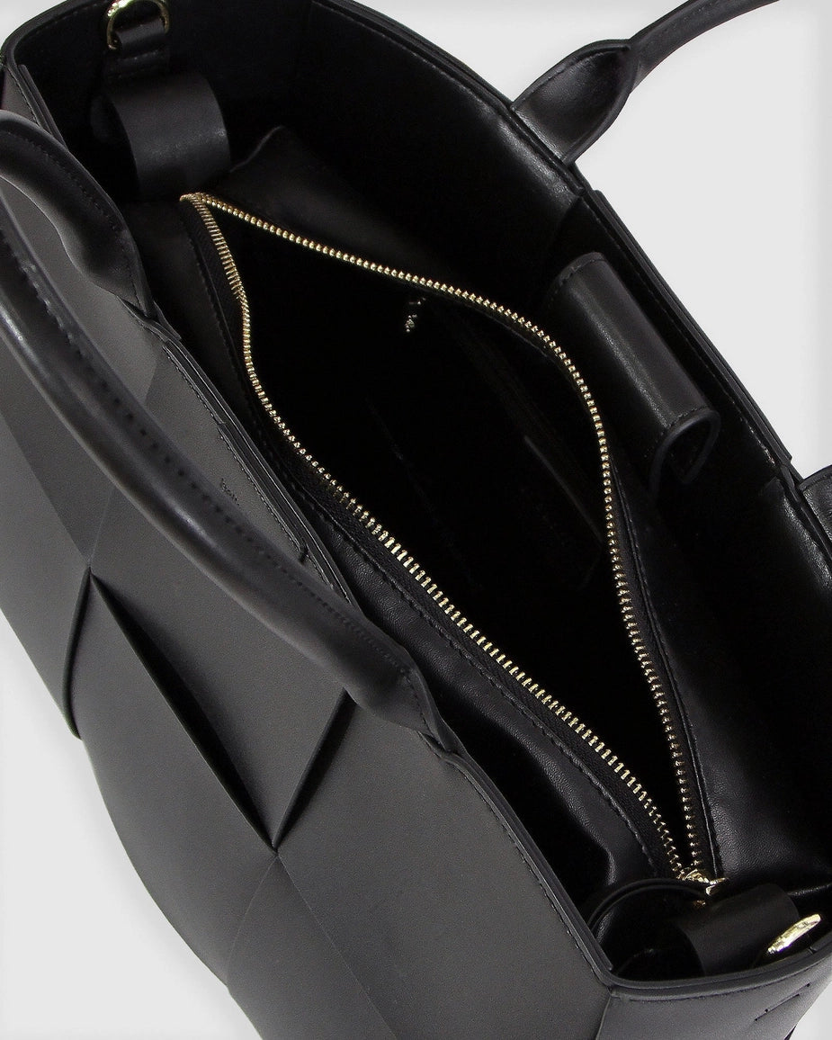 Long Way Home Woven Tote Black-Tote Bag-Belle & Bloom-W 35cm x H 23cm x D 11cm-Urbanheer