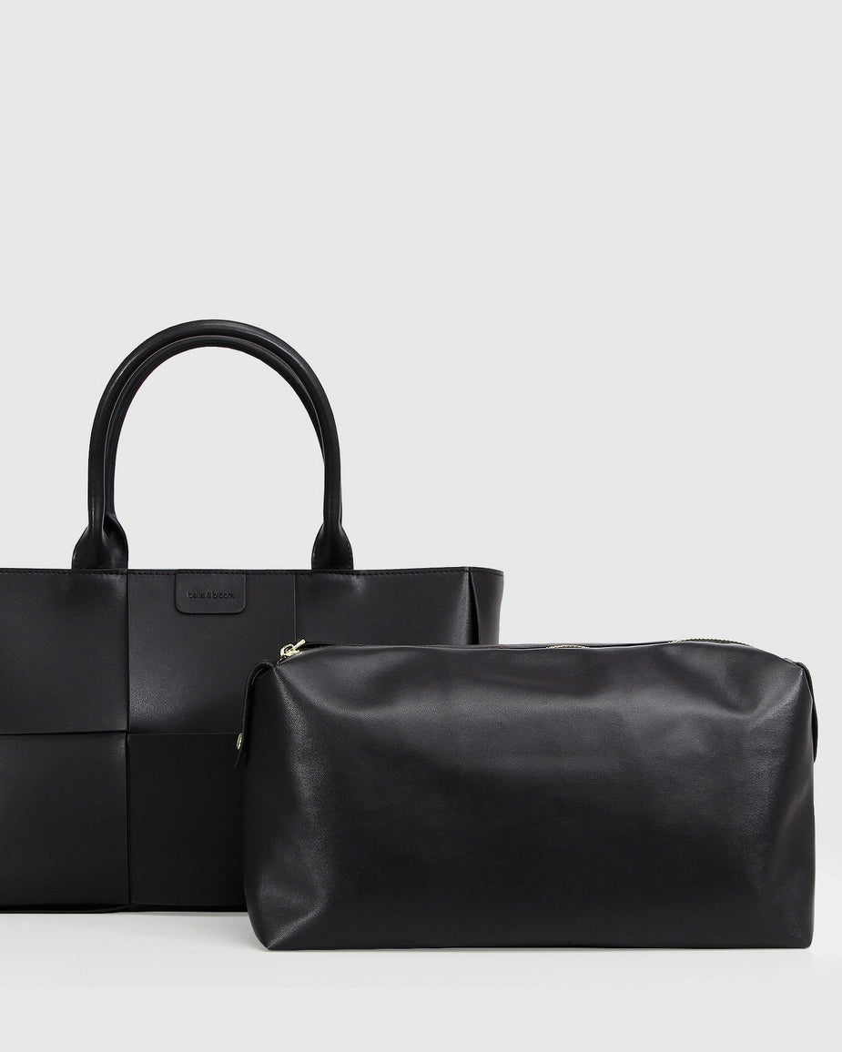 Long Way Home Woven Tote Black-Tote Bag-Belle & Bloom-W 35cm x H 23cm x D 11cm-Urbanheer