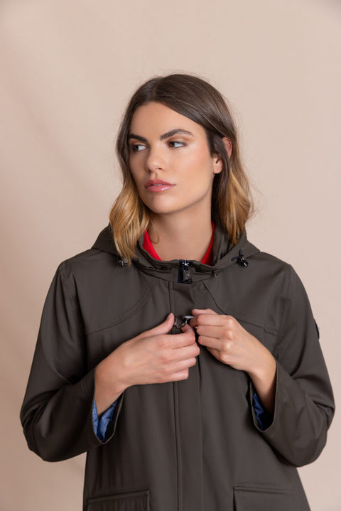 Long Women’s Parka With Heat-Sealed Seams | Khaki