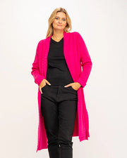 Long Cardigan-Style Knit Jacket Fuchsia-Jacket-Tantra-YOUR-Urbanheer