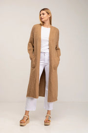 Long Knitted Jacket With Pockets Brown-Jacket-Tantra-YOUR-Urbanheer
