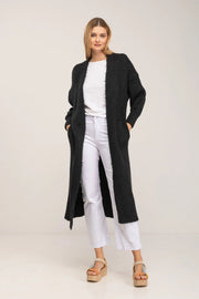 Long Knitted Jacket With Pockets Black-Jacket-Tantra-YOUR-Urbanheer