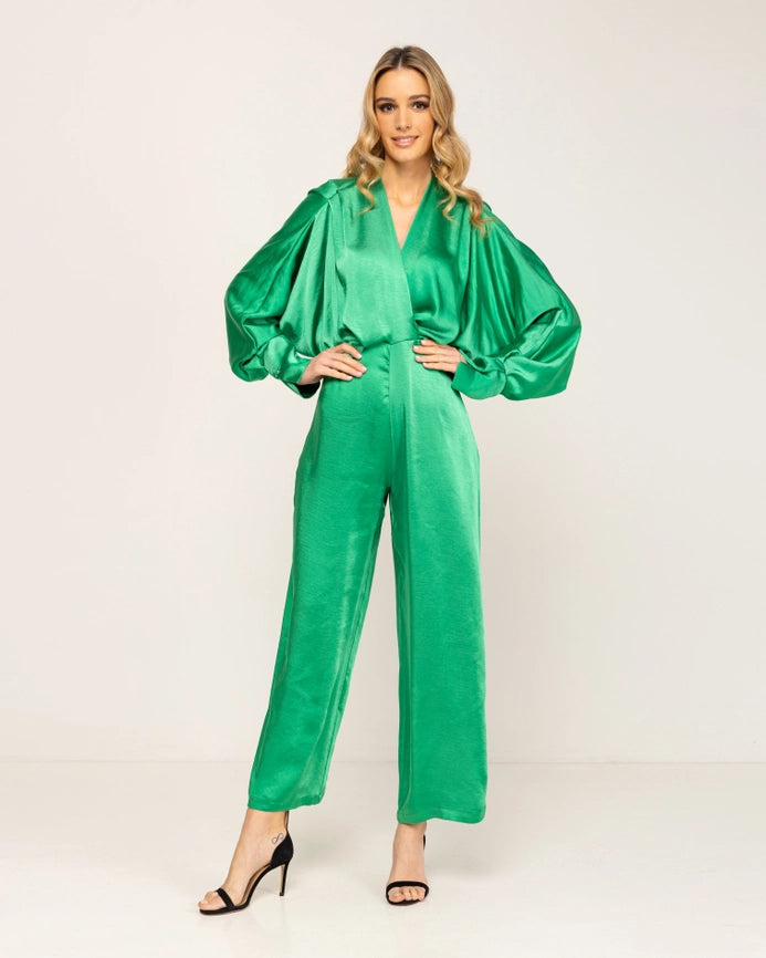 Long satin jumpsuit-Jumpsuit-Tantra-S-Green-Urbanheer