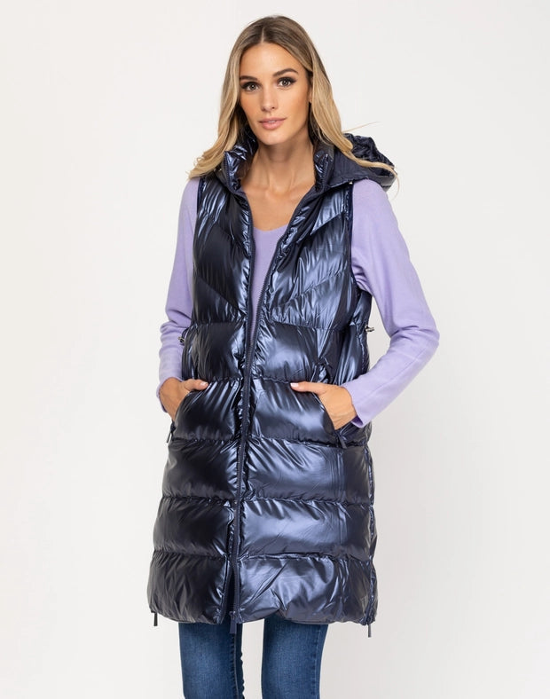 Long sleeveless down jacket with hood BLUE-Jacket-Tantra-M-Urbanheer