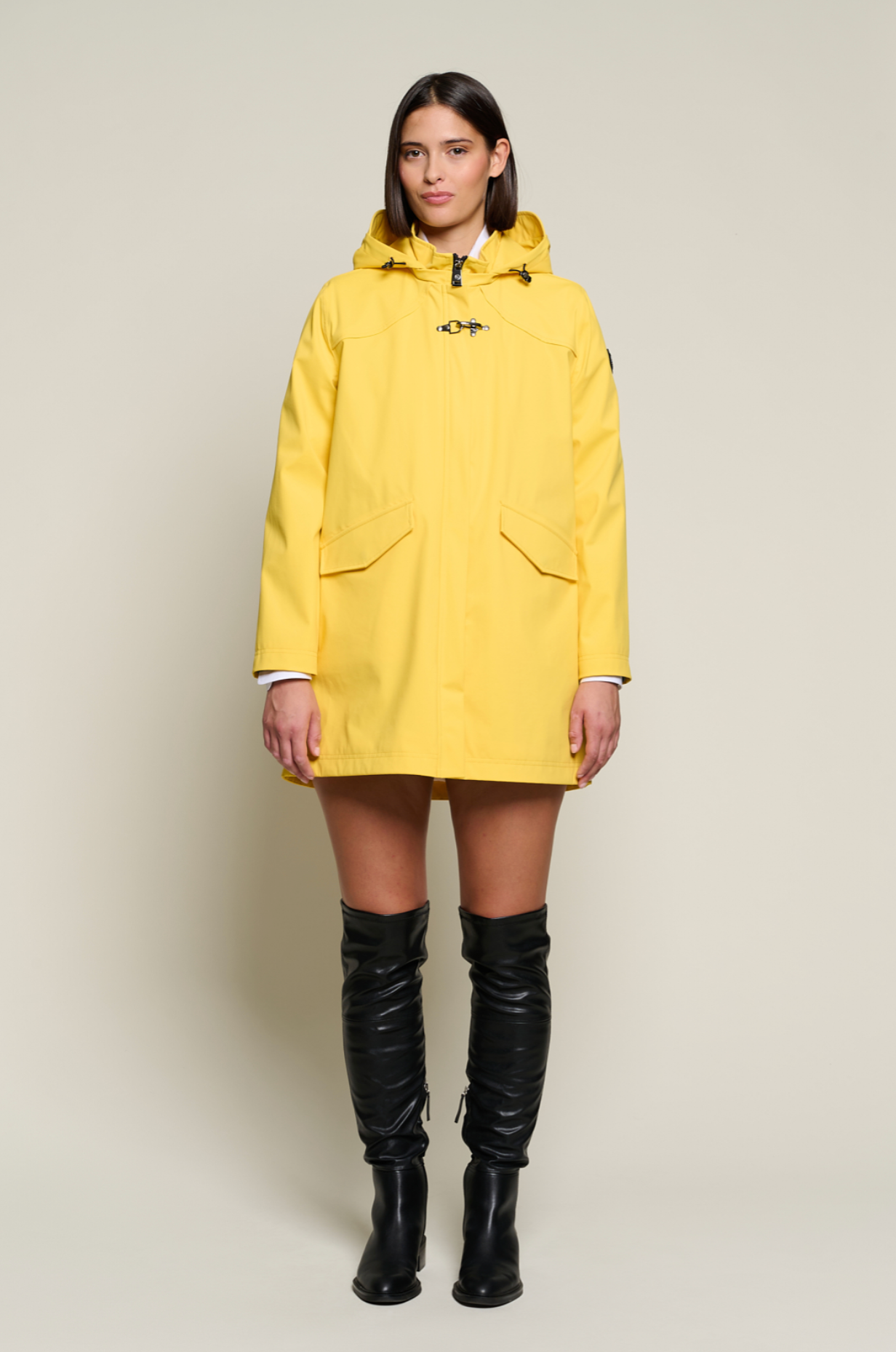 Long women’s parka with Heat-Sealed Seams | Yellow