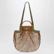 Longchamp L La Pliage mesh bag in Tobacco colour