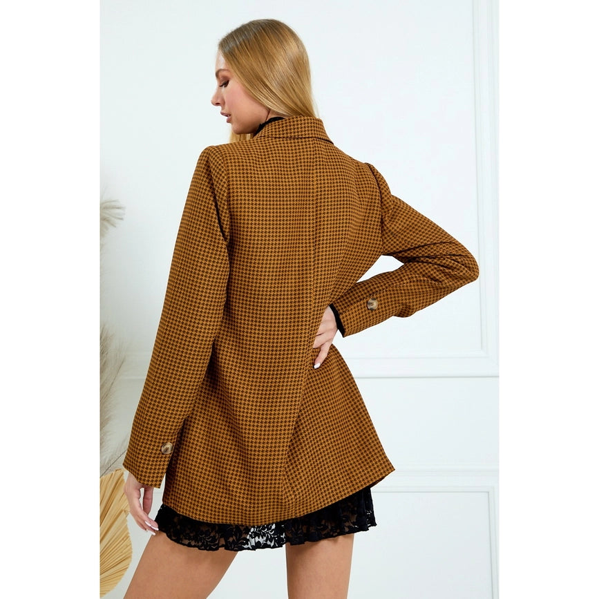 Longline Cambridge Blazer Jacket with Pockets-Blazers-AZURA-S-BROWN-Urbanheer