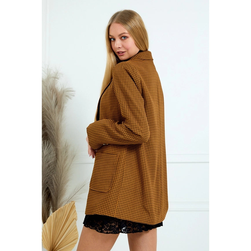 Longline Cambridge Blazer Jacket with Pockets-Blazers-AZURA-S-BROWN-Urbanheer