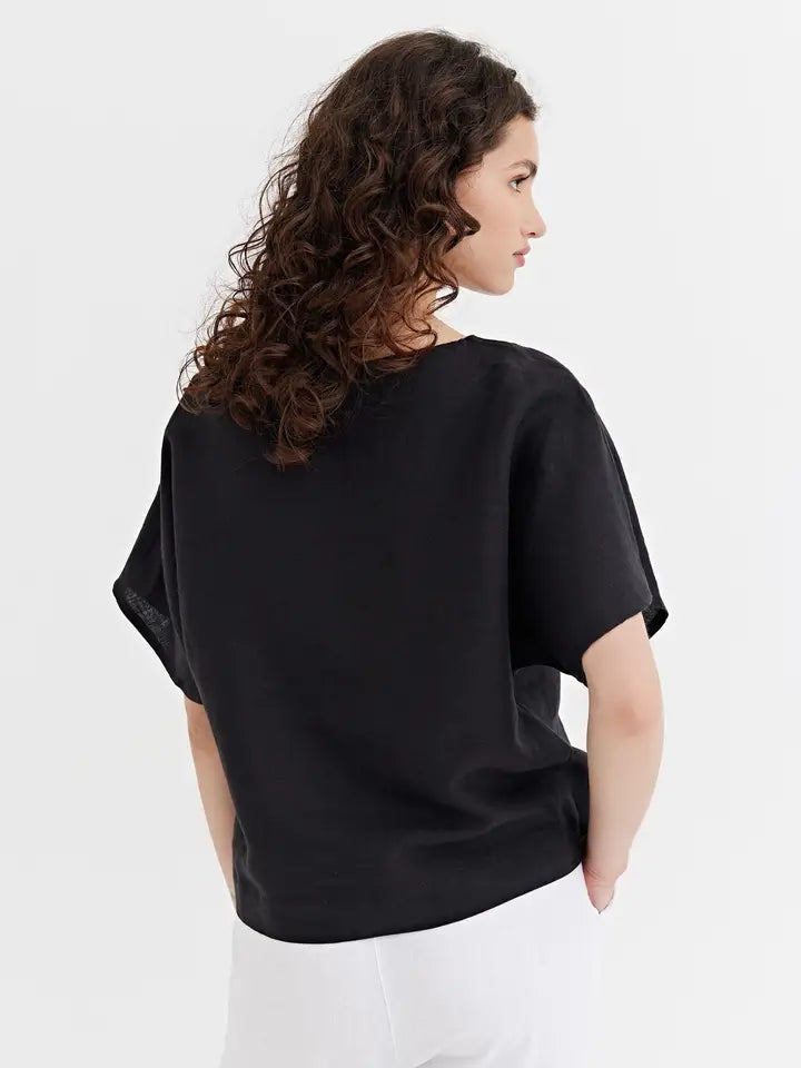 Loose-Fit Linen Top Midway in Black-Top-MagicLinen-XS-Black-Urbanheer