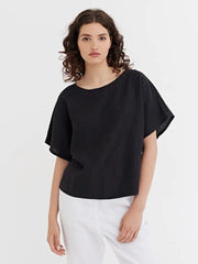 Loose-Fit Linen Top Midway in Black-Top-MagicLinen-XS-Black-Urbanheer