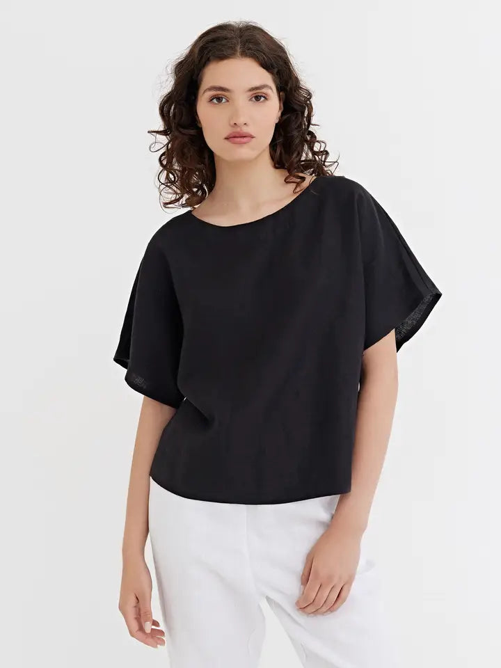 Loose-Fit Linen Top Midway in Black-Top-MagicLinen-XS-Black-Urbanheer