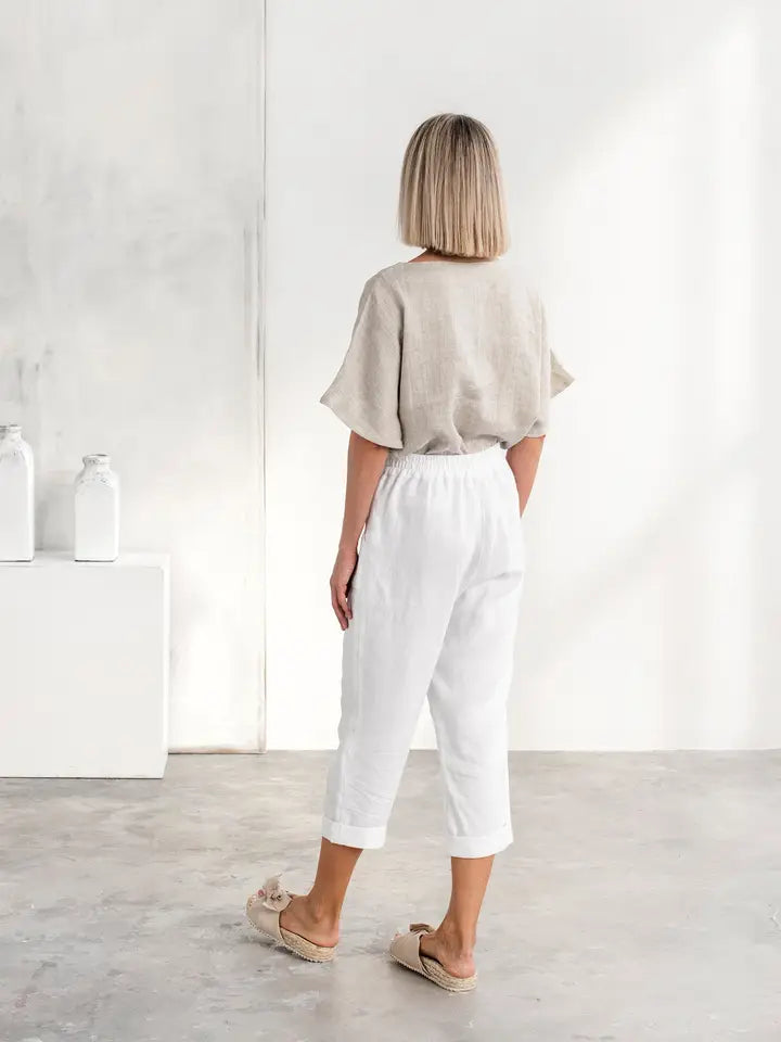 Loose-Fit Linen Top Midway in Natural Melange-Top-MagicLinen-XS-Natural Melange-Urbanheer