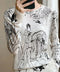 Loose Fit Round Neck Graffiti Print Thin Sweater-Sweater-UZ Wholesale Store-S-WHITE-Urbanheer