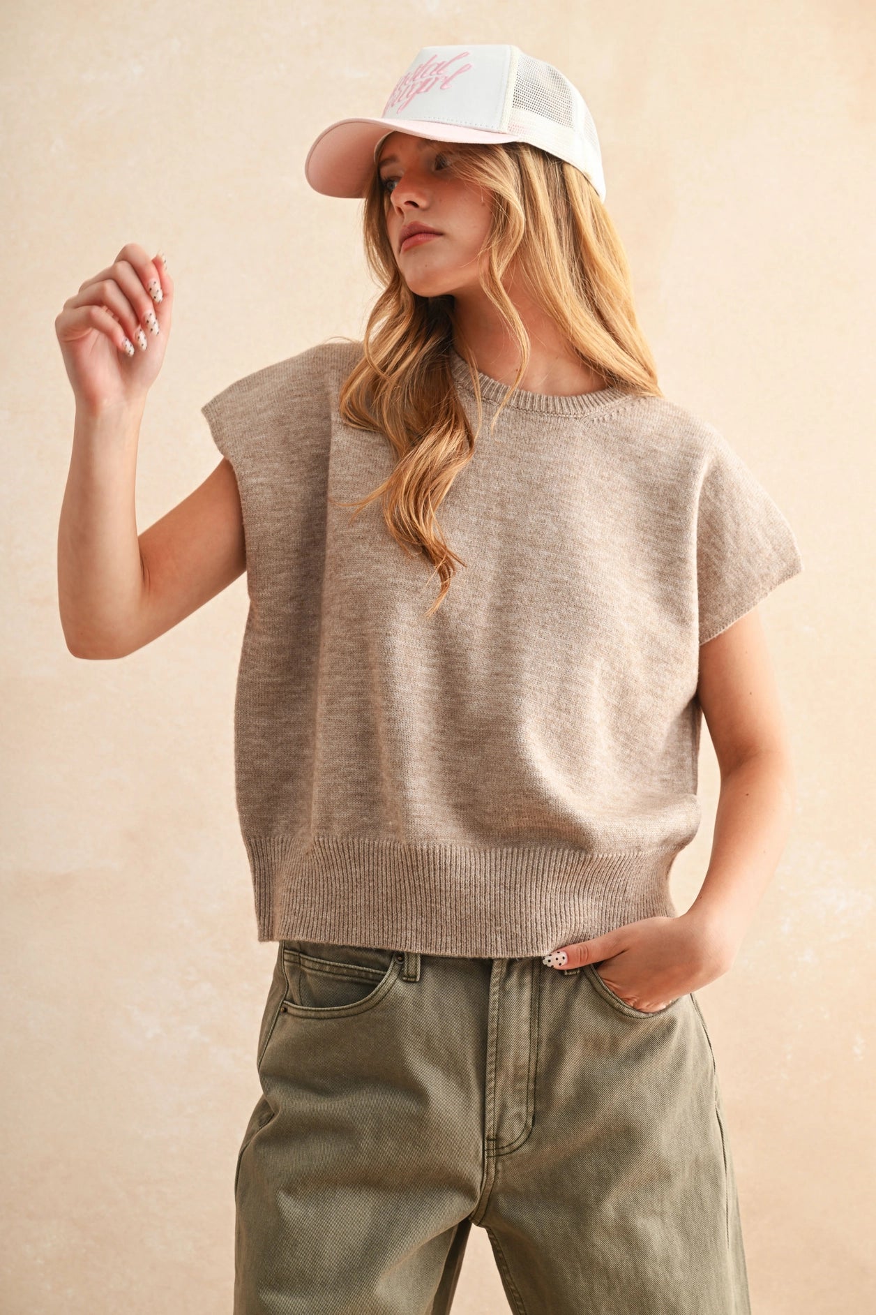 Loose Fit Short Sleeve Sweater Top