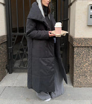 Loose Fitting Long Stand Up Collar Coat Black-Coat-Rosa Clothing-S-Urbanheer