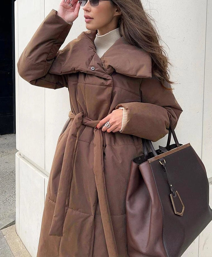 Loose Fitting Long Stand Up Collar Coat Coffee-Coat-Rosa Clothing-S-Urbanheer