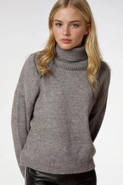 Loose Grey Sweater with Dropped Sleeves-Sweater-Q2-S-Grey-Urbanheer