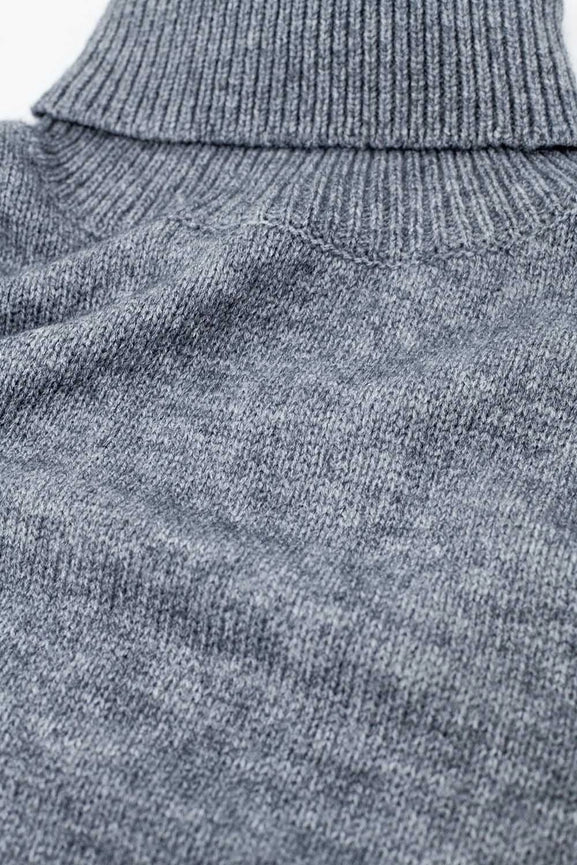 Loose Grey Sweater with Dropped Sleeves-Sweater-Q2-S-Grey-Urbanheer