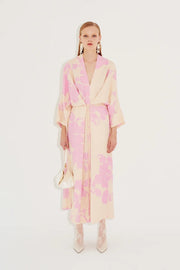 Lotta Kimono Dress-Kimono Dress-eikō ai-One Size-Nude background and pink flowers-Urbanheer