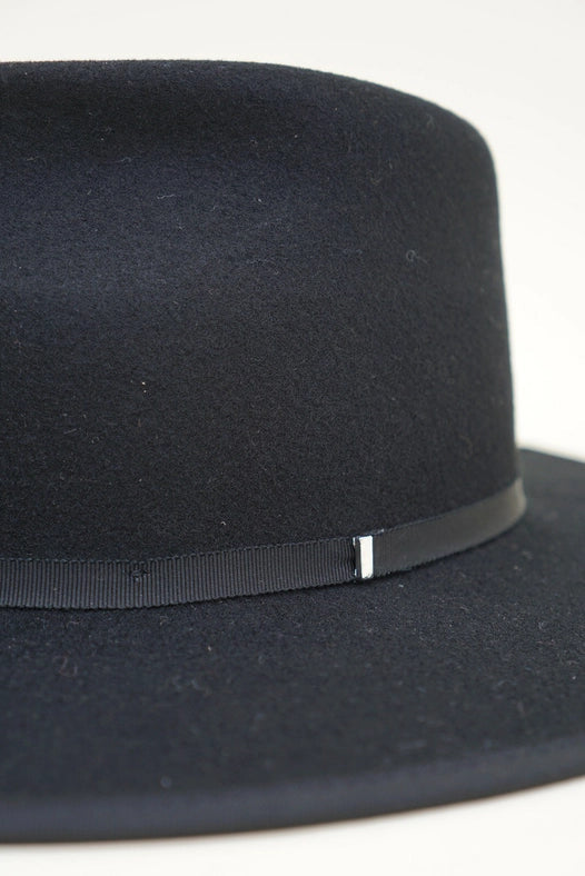 Lotus - 100% Wool Felt Structed Rancher, Satin Lined, Black-Hats-Olive & Pique-circumference of 59cm-Urbanheer