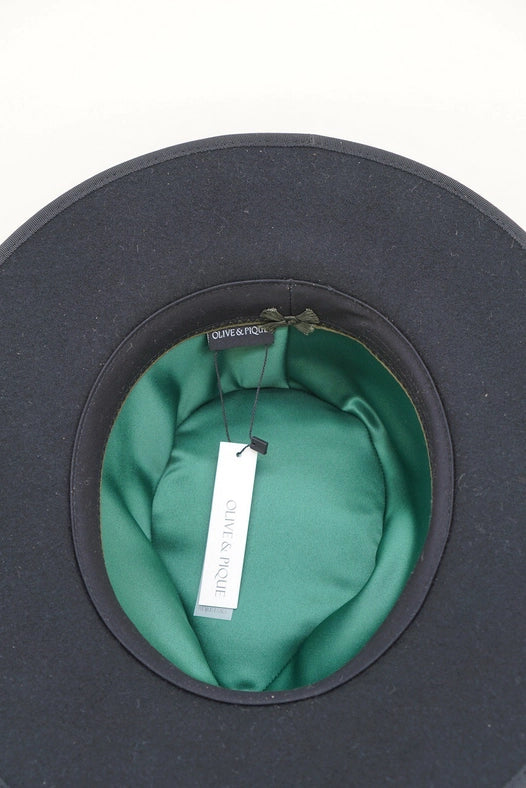 Lotus - 100% Wool Felt Structed Rancher, Satin Lined, Black-Hats-Olive & Pique-circumference of 59cm-Urbanheer