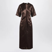 LouLou De Saison Long brown dress in linen and silk