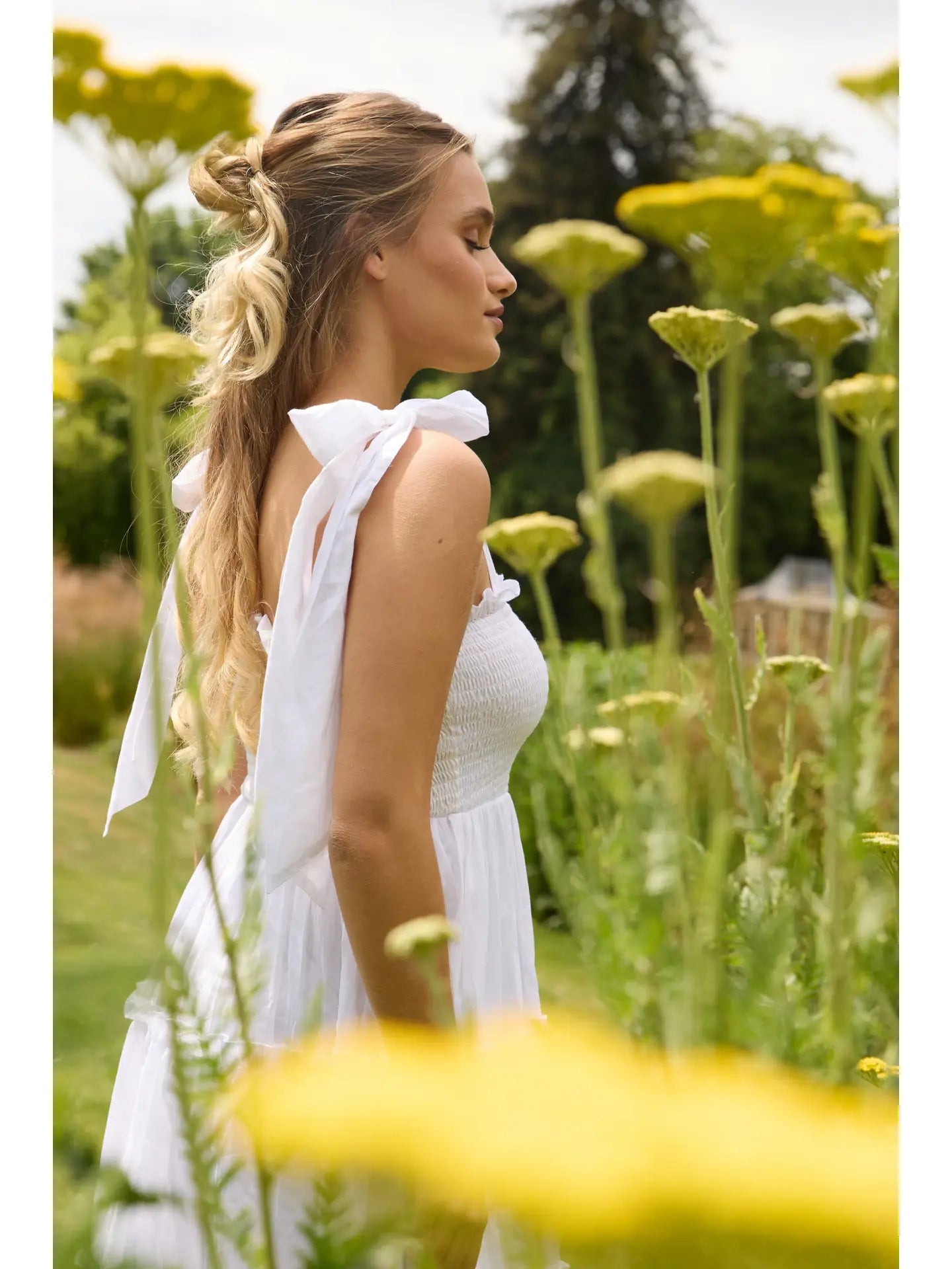 Louise Cotton Midi Dress in White