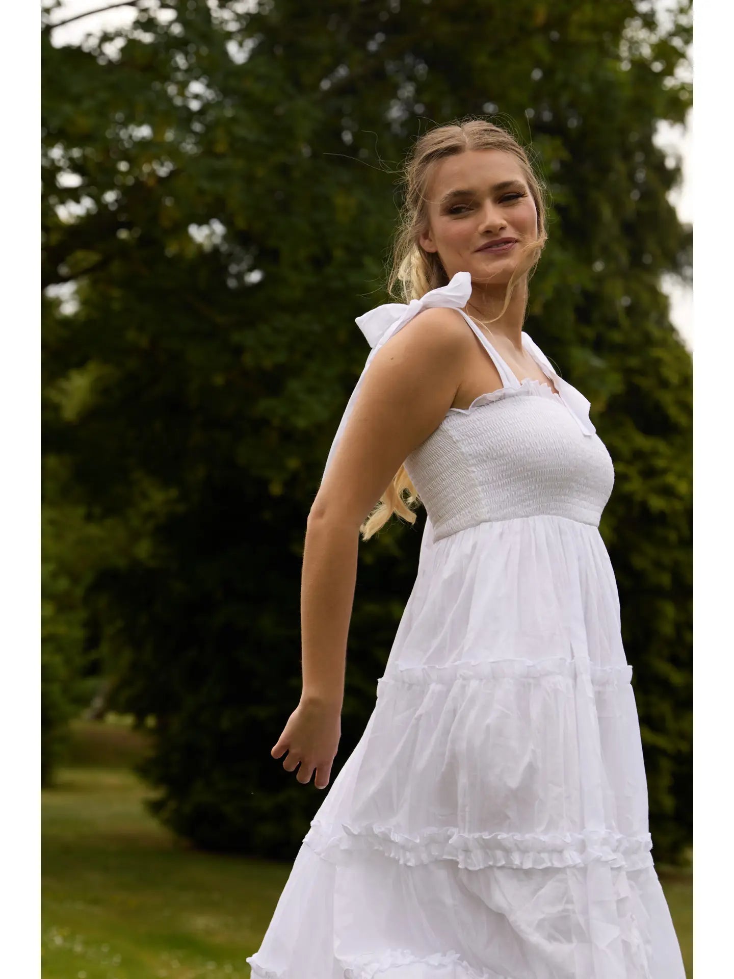 Louise Cotton Midi Dress in White