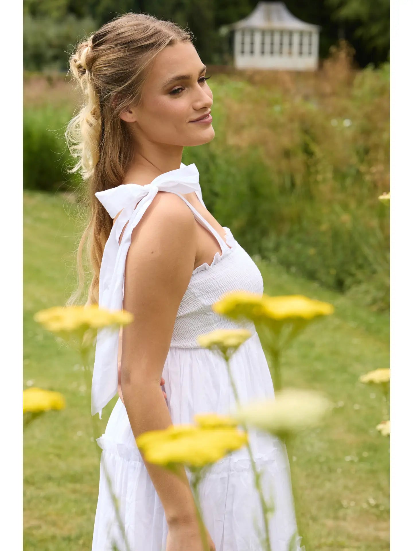 Louise Cotton Midi Dress in White