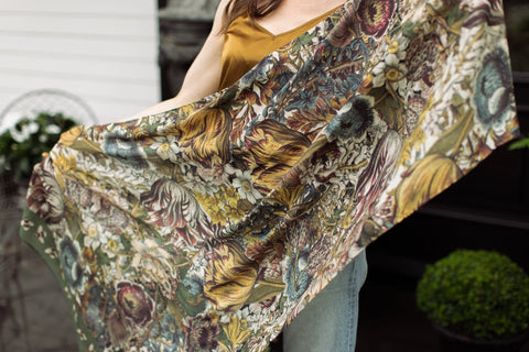 Love Grows Wild Floral Bamboo Scarf with Bees-Scarf-Market of Stars-68cm x 155cm-Urbanheer