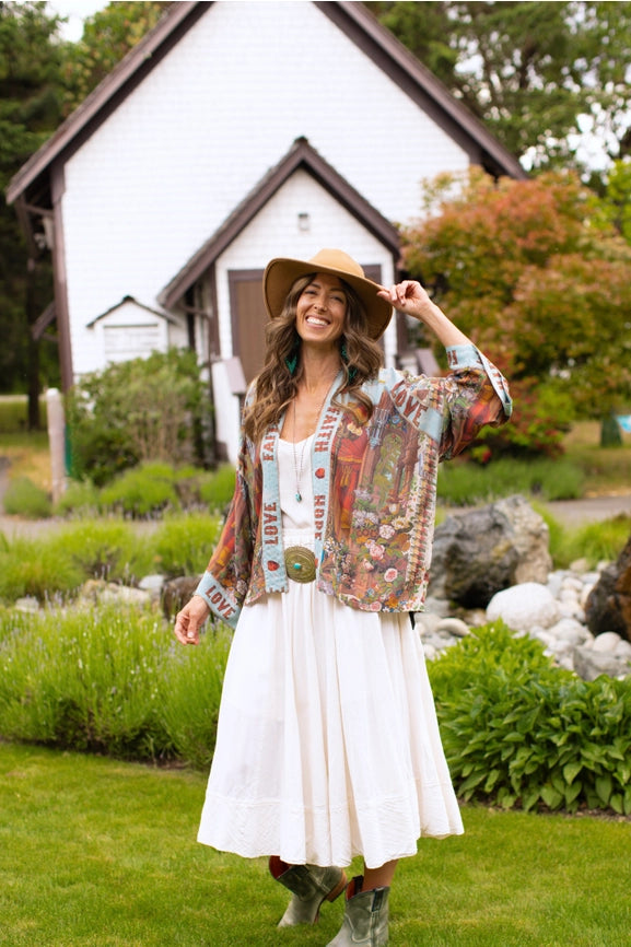 Love Language Pixie Duster Cropped Kimono w/ Faith, Hope-Kimono-Market of Stars-length 60cm-Urbanheer