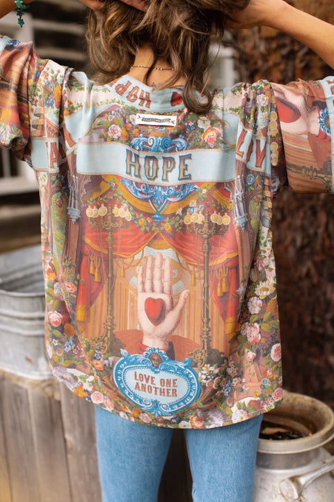 Love Language Pixie Duster Cropped Kimono w/ Faith, Hope-Kimono-Market of Stars-length 60cm-Urbanheer
