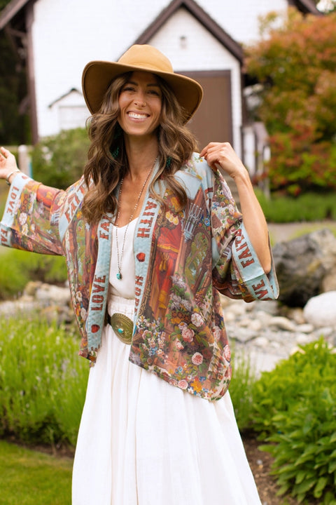 Love Language Pixie Duster Cropped Kimono w/ Faith, Hope-Kimono-Market of Stars-length 60cm-Urbanheer