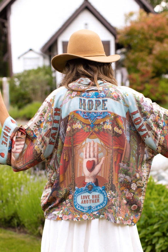 Love Language Pixie Duster Cropped Kimono w/ Faith, Hope-Kimono-Market of Stars-length 60cm-Urbanheer