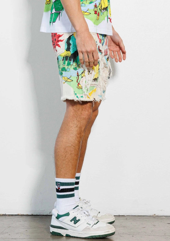 Love Your Planet Hand Drawing Graphic Shorts-Shorts-First Row-30-L.Khaki-Urbanheer