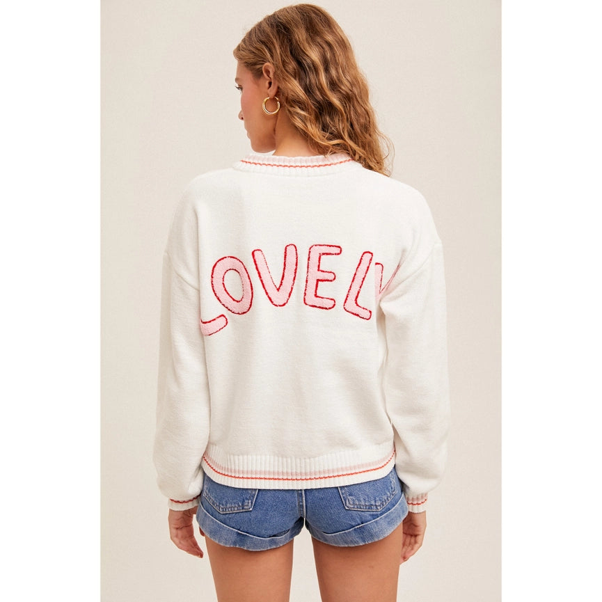 Lovely Varsity Sweater Zip Up Bomber Jacket-Jacket-Apolline-S-WHITE-Urbanheer