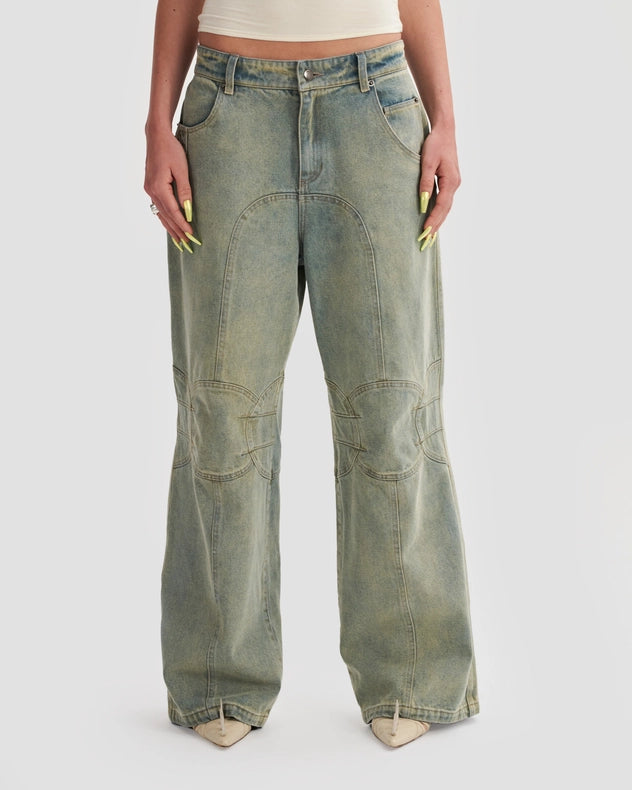 Low Rise Carpenter Baggy Jeans In Stonewash Blue-Clothing Jeans-Heretic Nine-W30-Urbanheer
