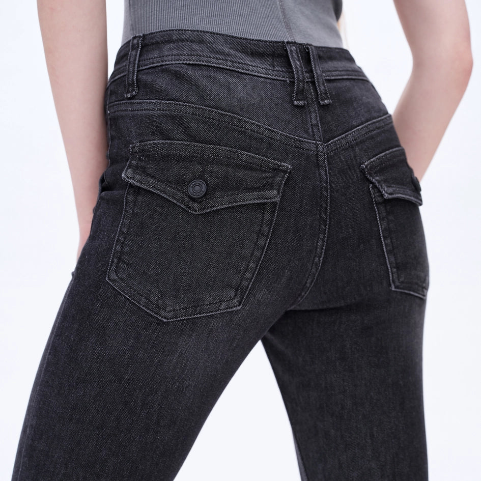 Low Rise Flare Jeans with Finished Hem BLACK-Jeans-BAYEAS-24-BLACK-Urbanheer