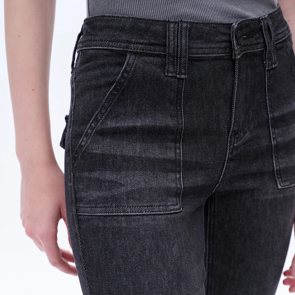 Low Rise Flare Jeans with Finished Hem BLACK-Jeans-BAYEAS-24-BLACK-Urbanheer