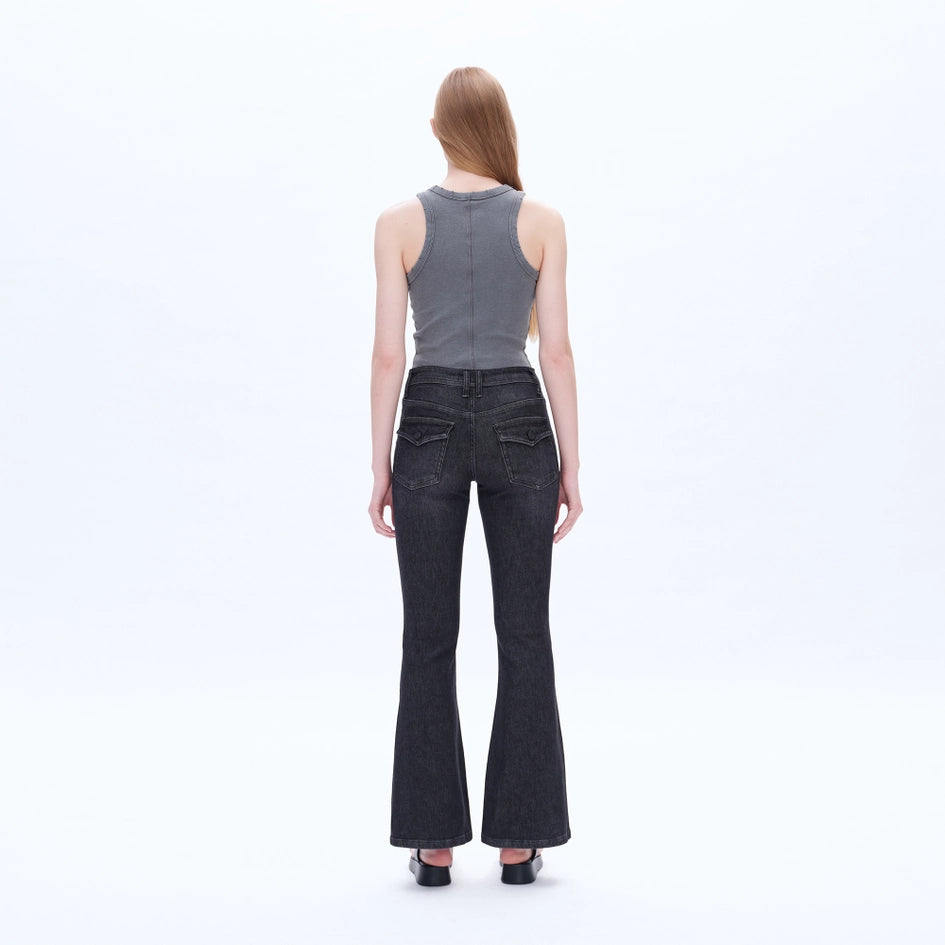 Low Rise Flare Jeans with Finished Hem BLACK-Jeans-BAYEAS-24-BLACK-Urbanheer