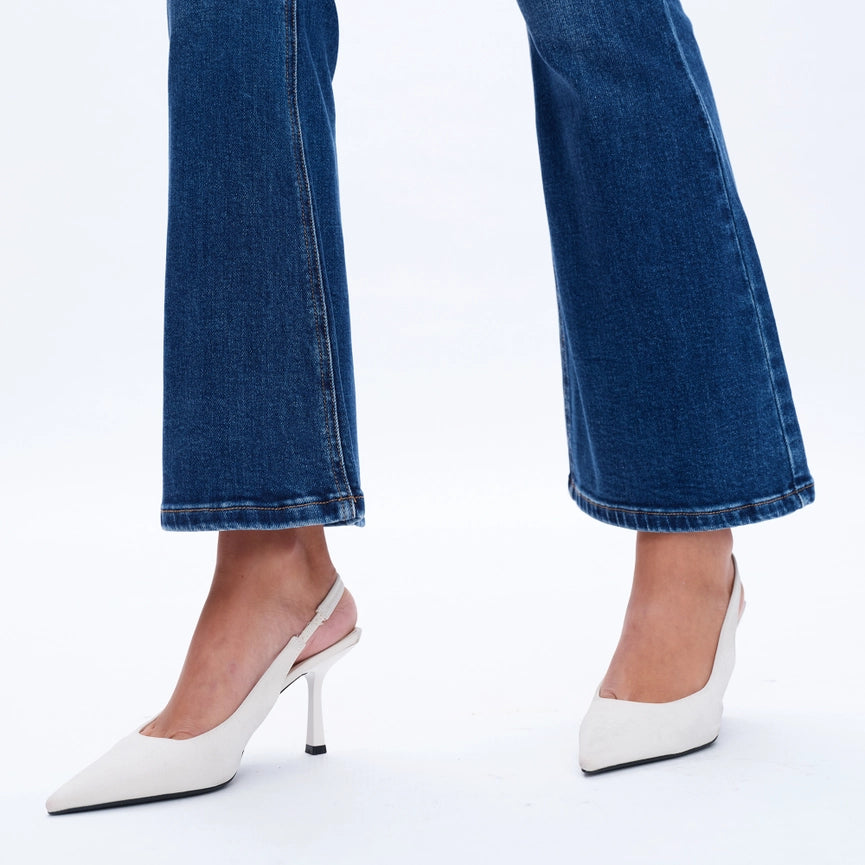 Low Rise Flare Jeans with Finished Hem DEEP SEA-Jeans-BAYEAS-26-DEEP SEA-Urbanheer