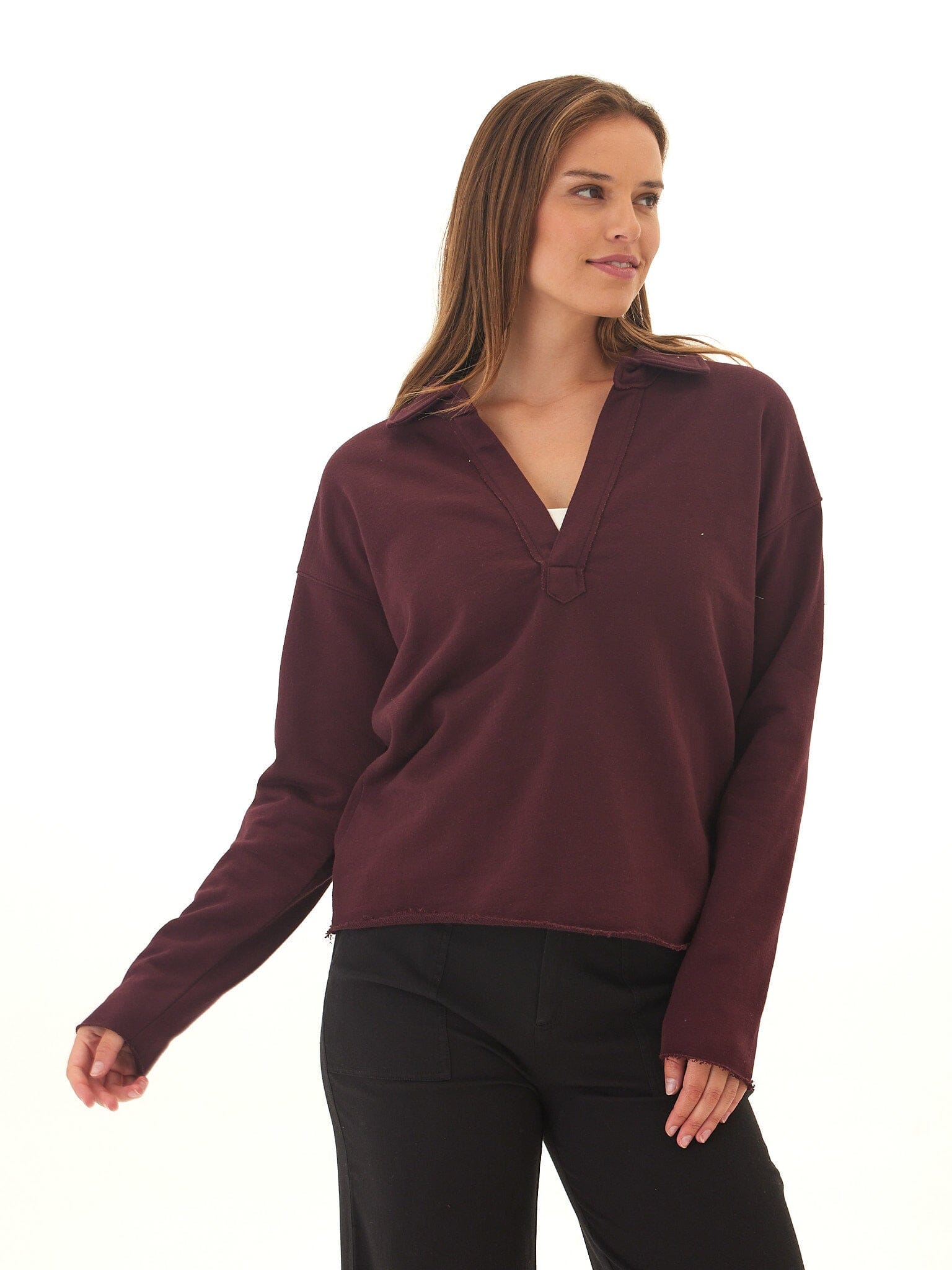 Lucetta Cotton Blend Terry Collar Top