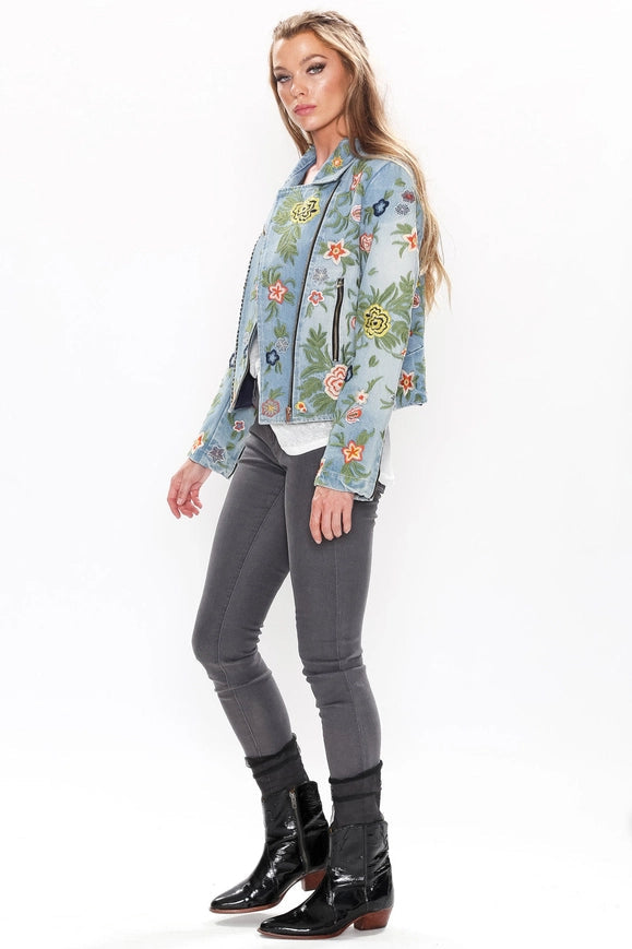 Lucinda Embroidered Denim Jacket-Jacket-Aratta-XS-Urbanheer