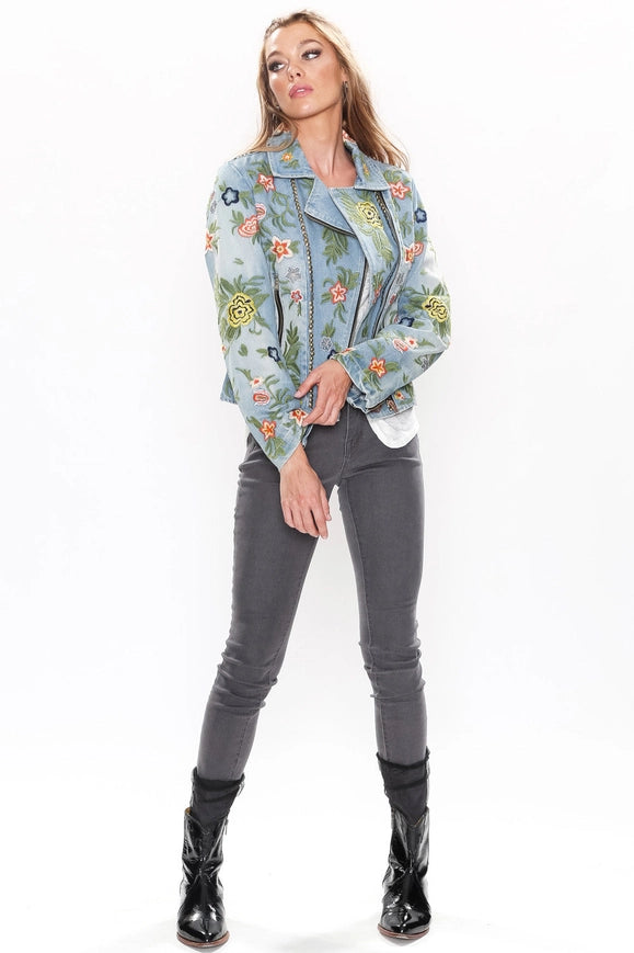 Lucinda Embroidered Denim Jacket-Jacket-Aratta-XS-Urbanheer