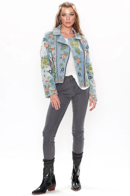 Lucinda Embroidered Denim Jacket-Jacket-Aratta-Urbanheer